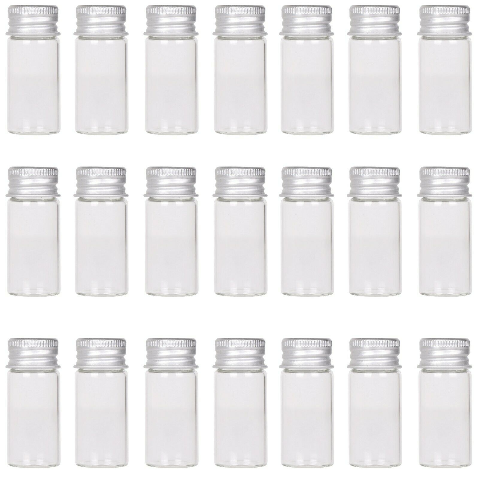 24X Tiny Vials 10ml Small Glass Bottles Mini Jars with Aluminum Screw Lids Top