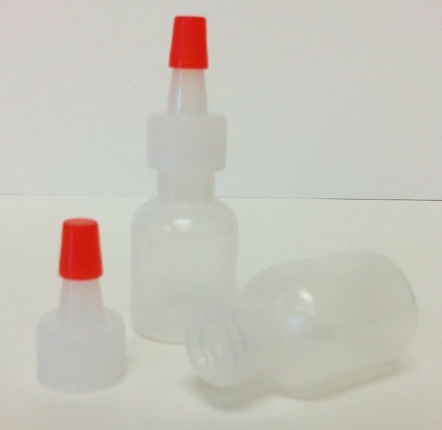 50 Pack Of 1/4oz (10ml) Plastic Boston Round Squeeze Bottles With Yorker Caps