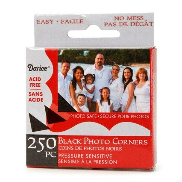 Darice 250-pc Black Photo Corners Adhesive Acid Free Archival Quality
