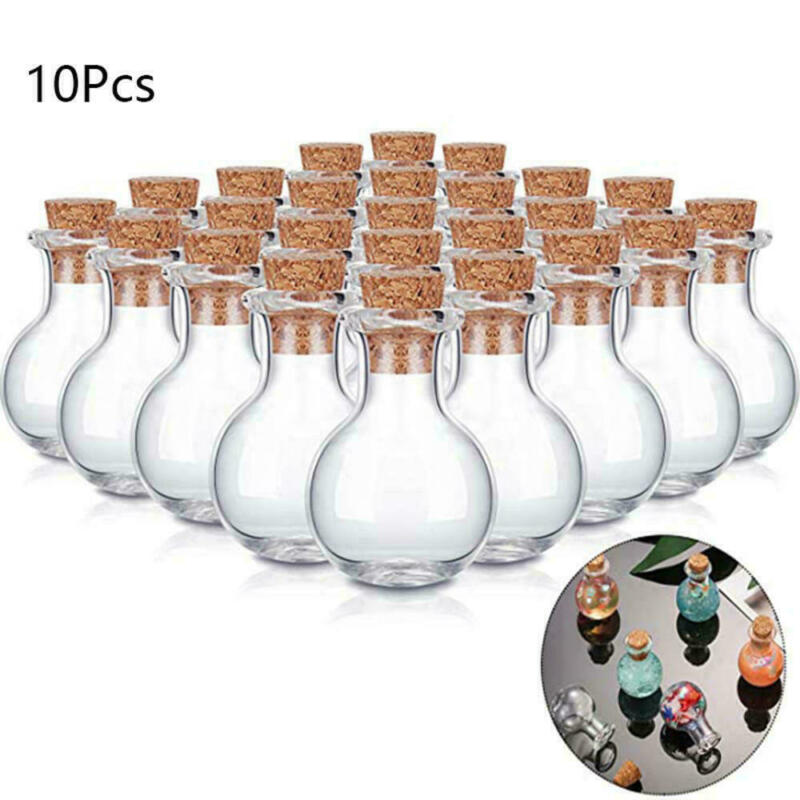 10x Small Glass Vials With Cork Top Tiny Bottles Little Empty Jars Mini Bottles,