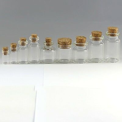 Clear Mini Bottles Small Cork Stopper 10/30/50/100PCS Glass Vial Jars Containers