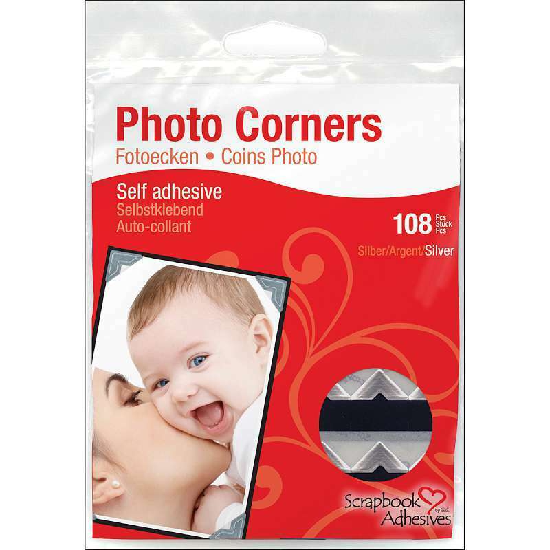 Scrapbook Adhesives Paper Photo Corners Self-adhesive 108/pk Silv 093616016275