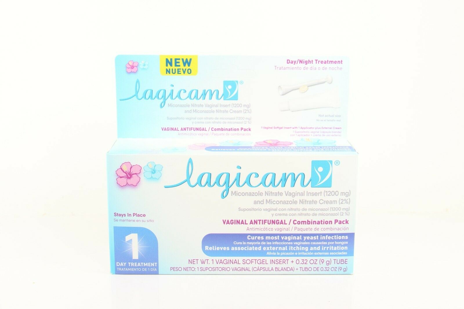 EXP 12/19 Lagicam 1 Day Treatment Vaginal Antifungal Combo Pack Soft Gel Insert