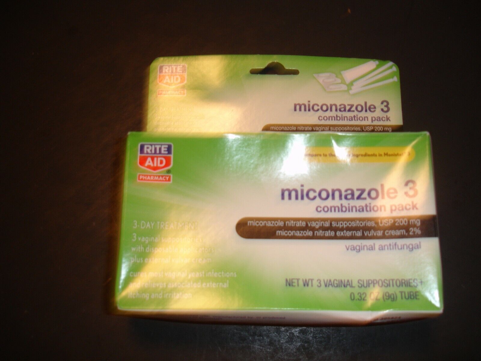 Rite Aid Miconazole 3 Combination Pack,3 Vaginal Suppositories, New Sealed Read