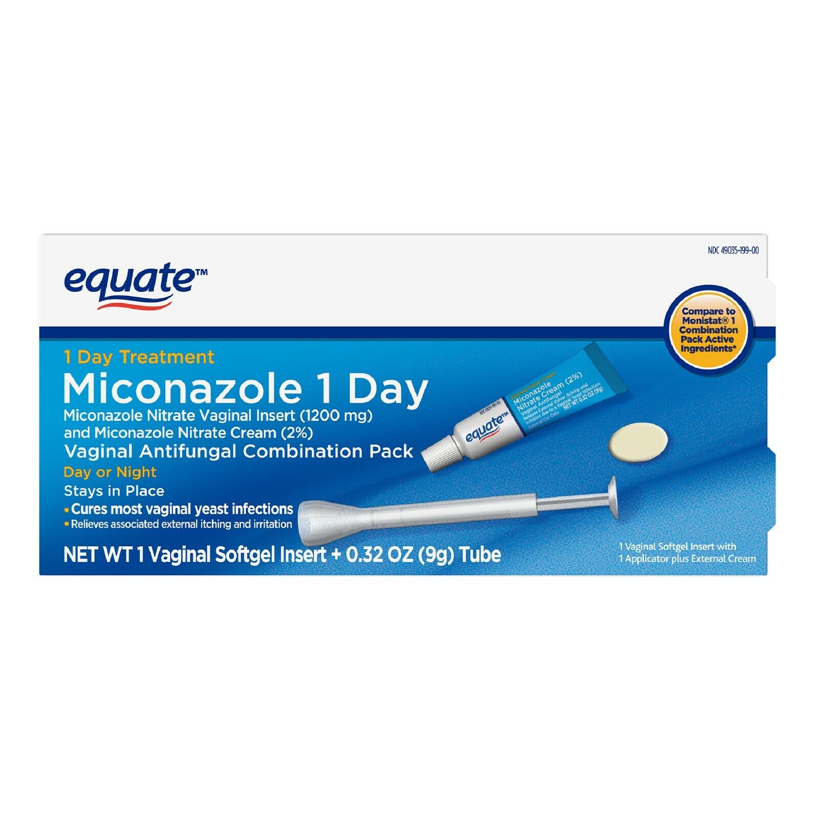 Equate Miconazole Nitrate Vaginal Insert 1200 Mg 1-day Treatment For Vaginal..+