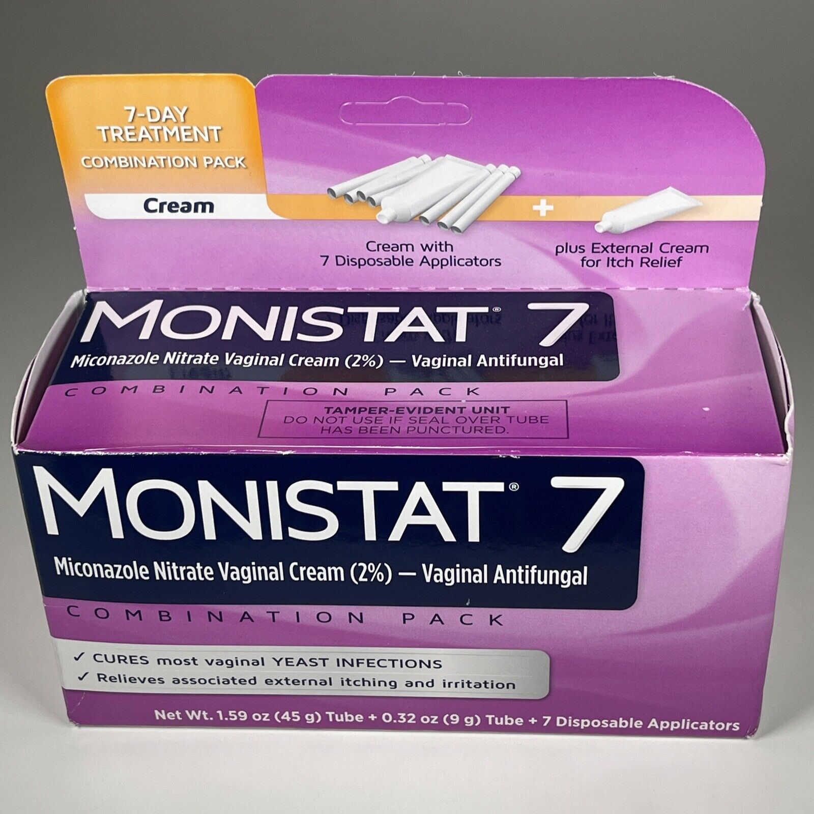 Monistat 7 Day Combination Pack Tube + 7 Disposable Applicators New Factory Seal