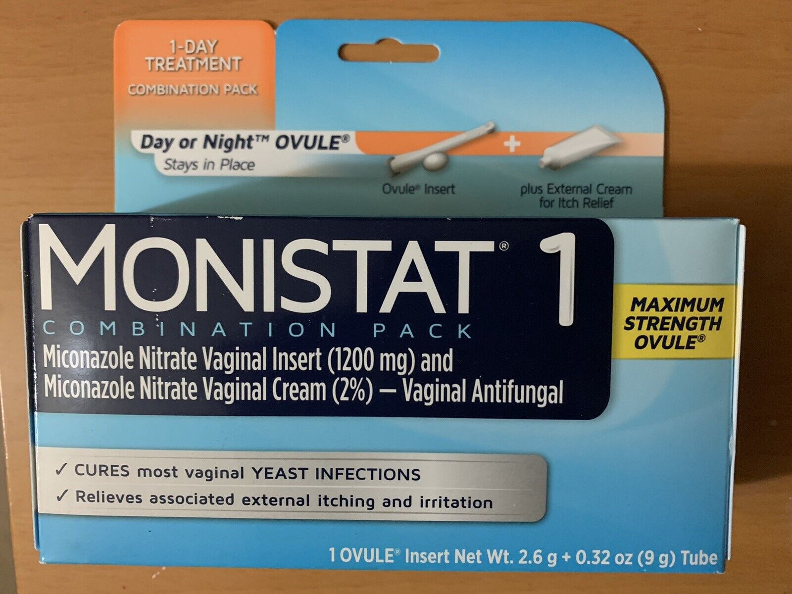 Monistat 1 One Day Treatment or Night Ovule Insert & Anti-Itch Cream EXP 4/2023
