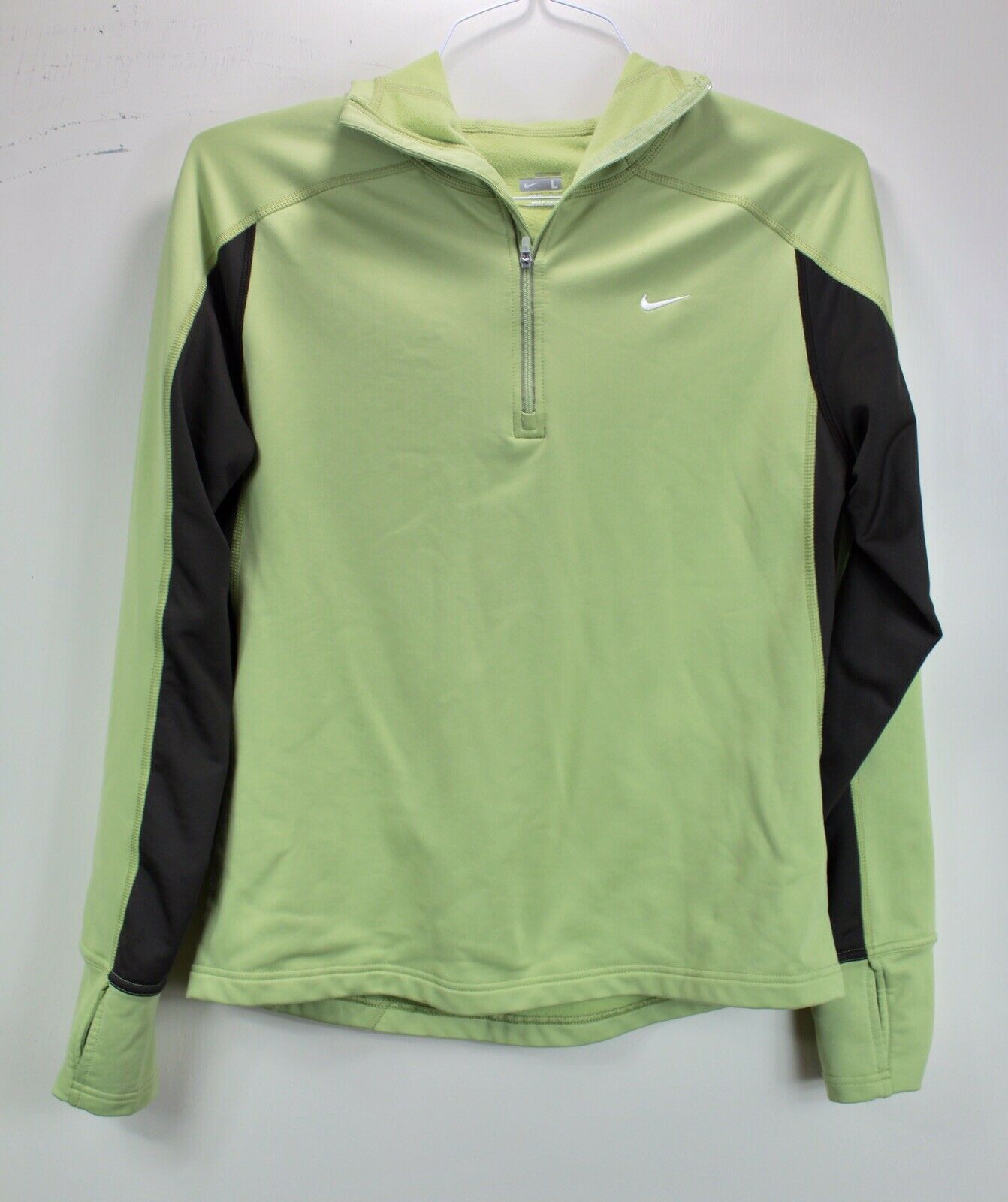 Nike Fit Dry Women’s Green Black Lightweight Half Zip Hoodie Large