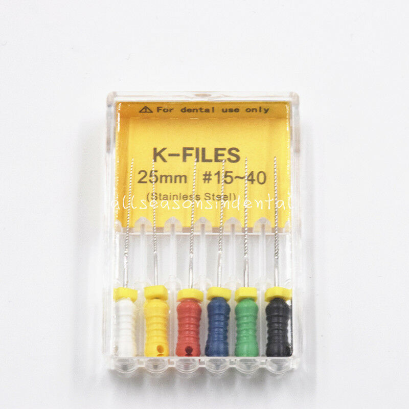 Dental Stainless Steel Endodontic K-files 25mm #15-40 Root Canal Instruments