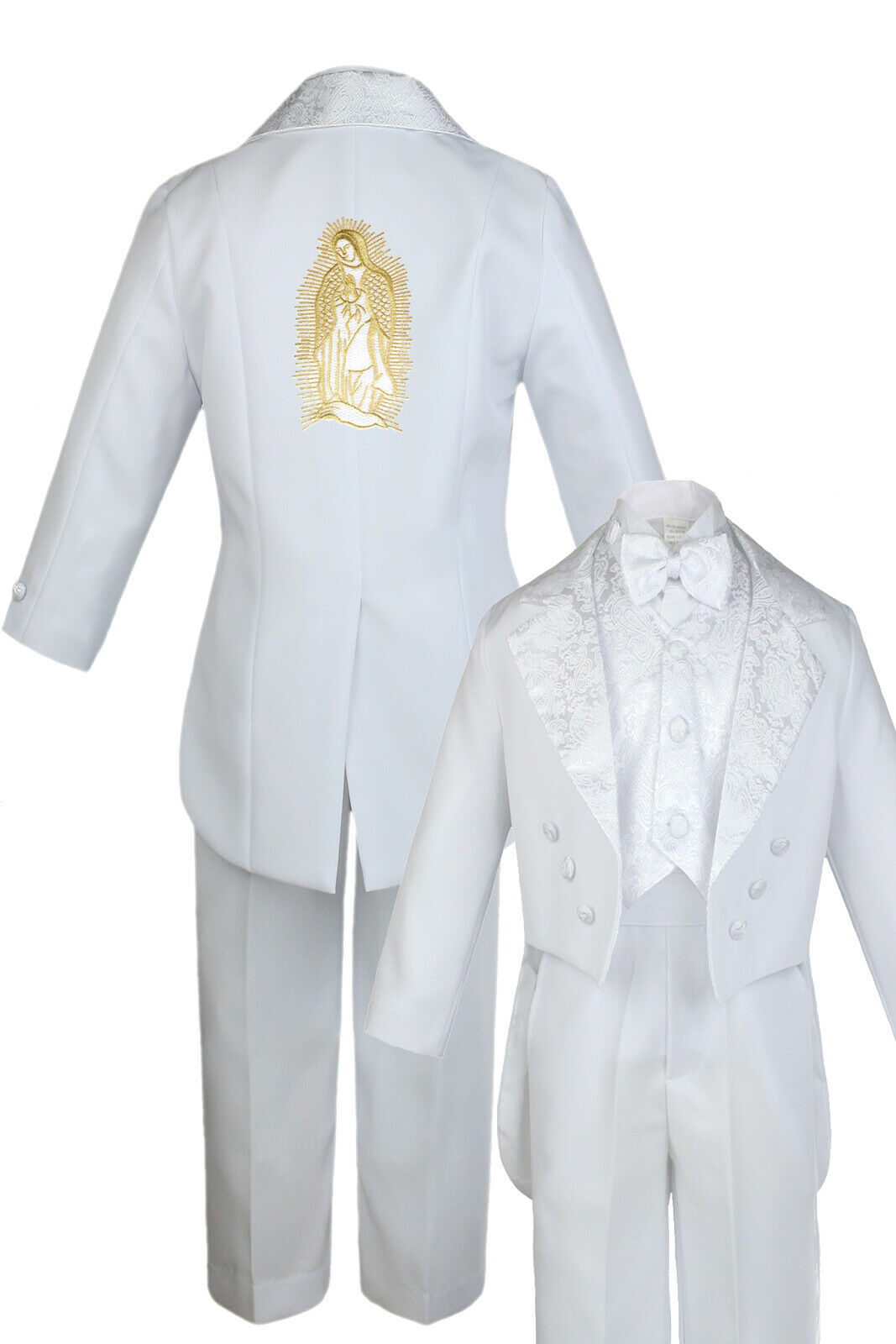 Hermosala New White Christening Virgin Mary Baptism Tuxedo Suit Baby Toddler Boy