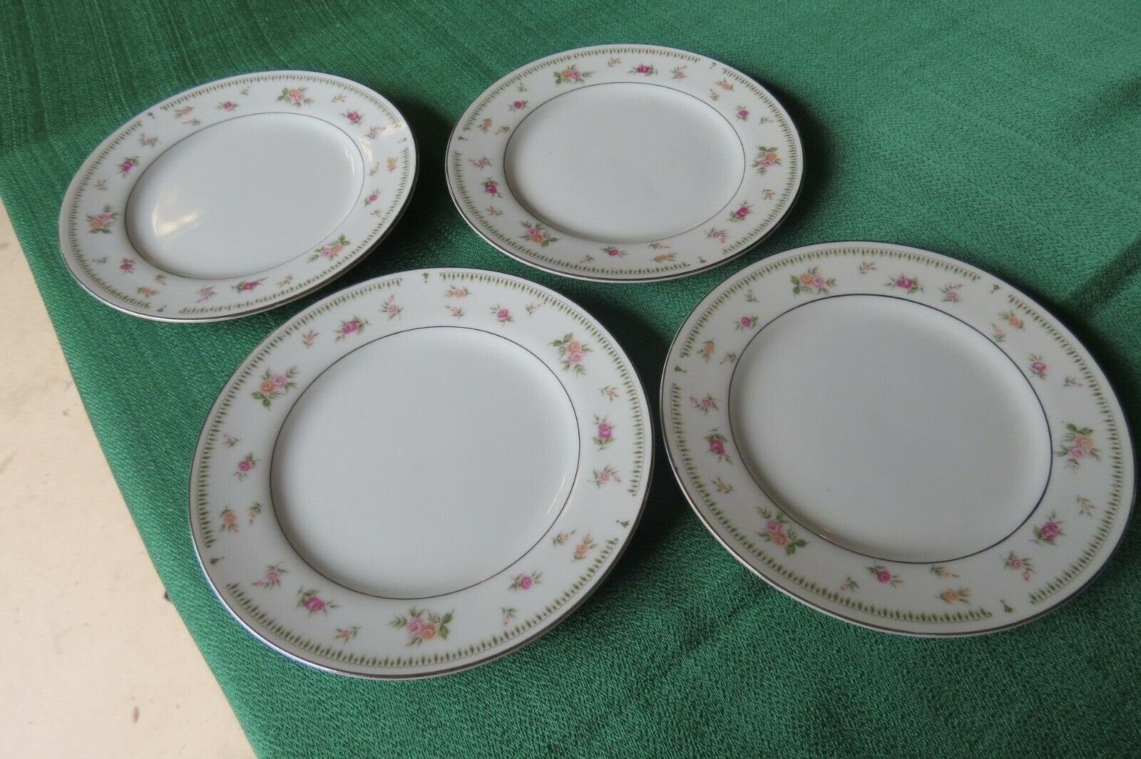 4-abingdon Fine Porcelain China Of Japan 6 3/8" Bread Plates Pink & Org Roses