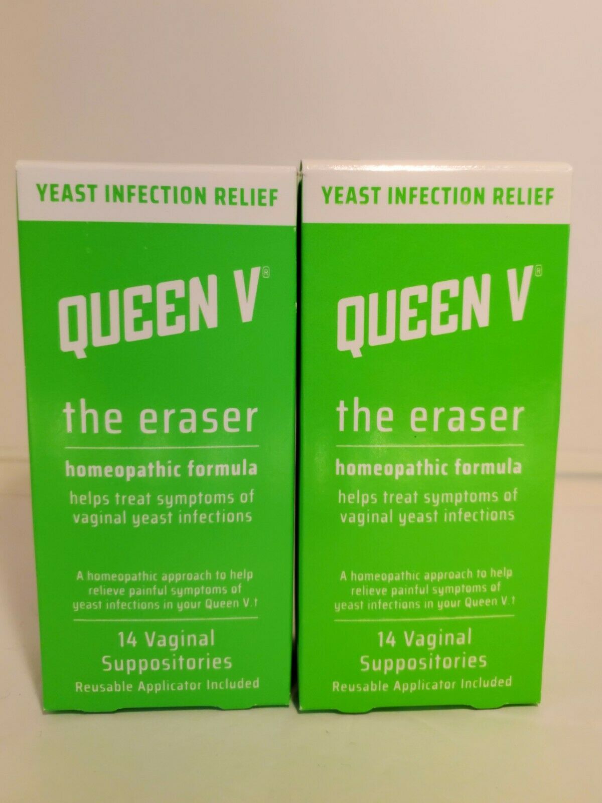 2x Queen V The Eraser Yeast Infection Treatment  14 Vaginal Supp - 8/2021
