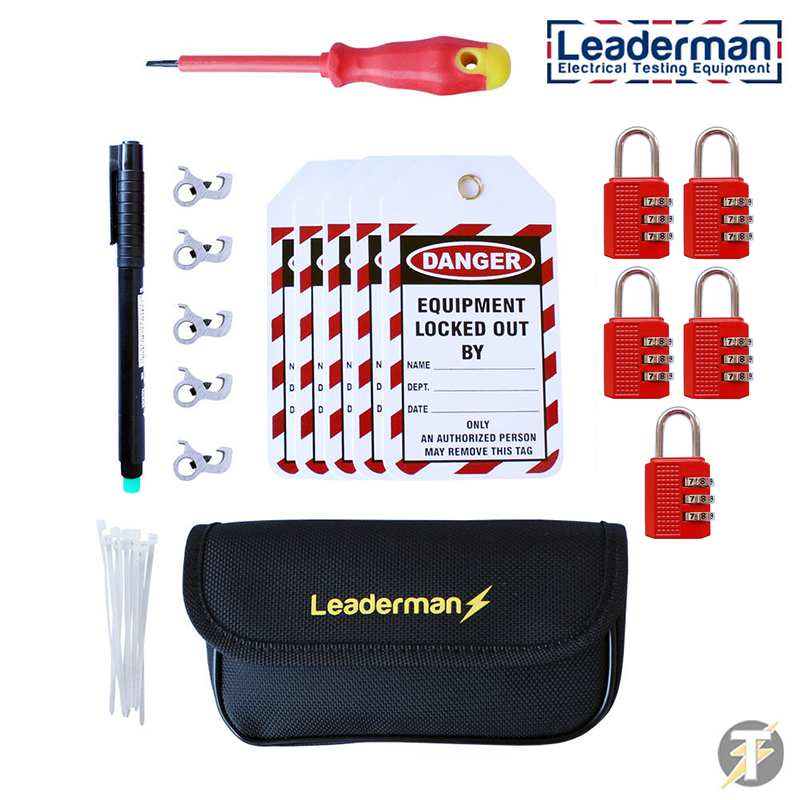 Leaderman 28 Piece Lock Out Off Kit with Metal MCB, Custodia and Pen LMLOK5R