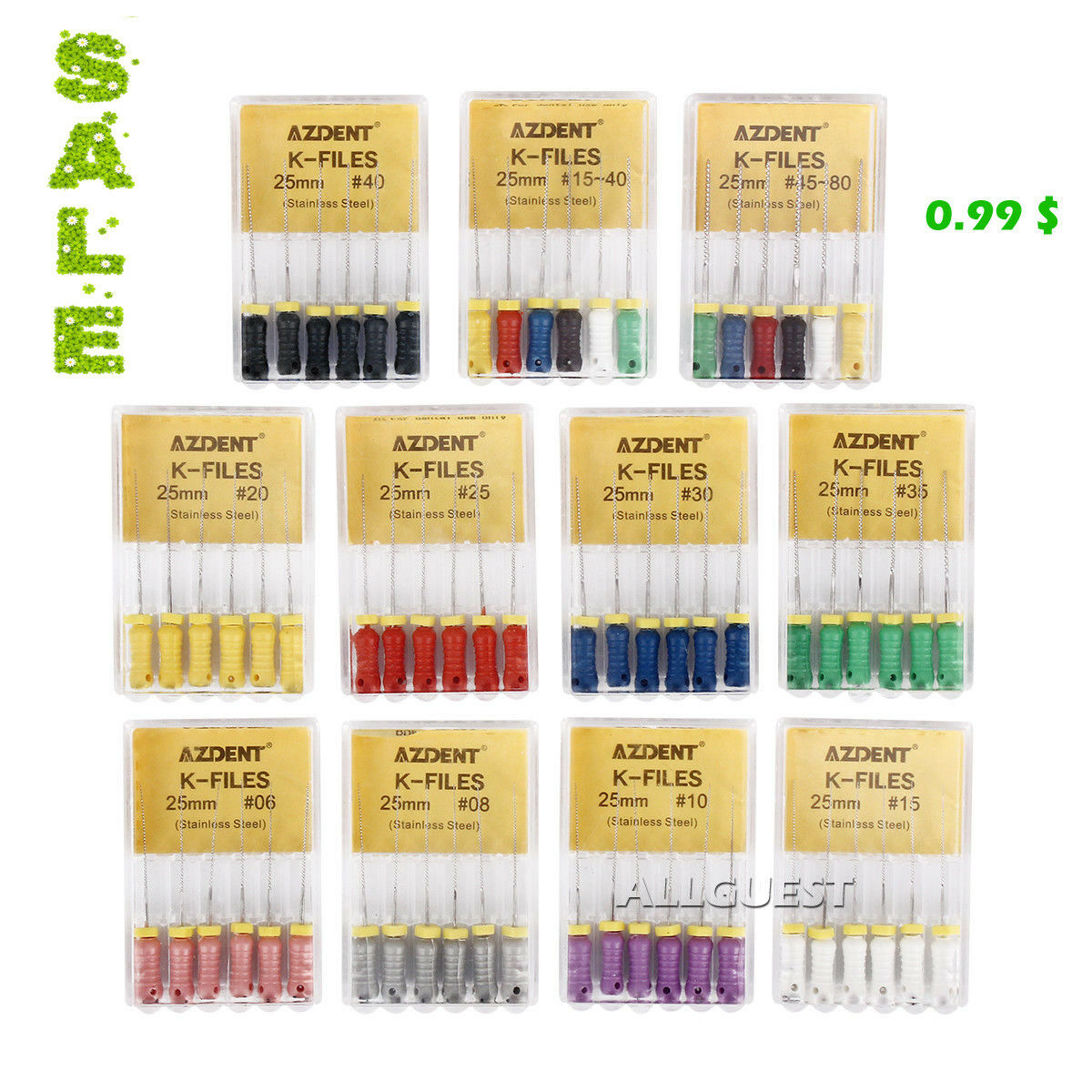 Dental Endodontic Root Canal Hand Use K-files 25mm/21mm Stainless Steel 6pcs/box