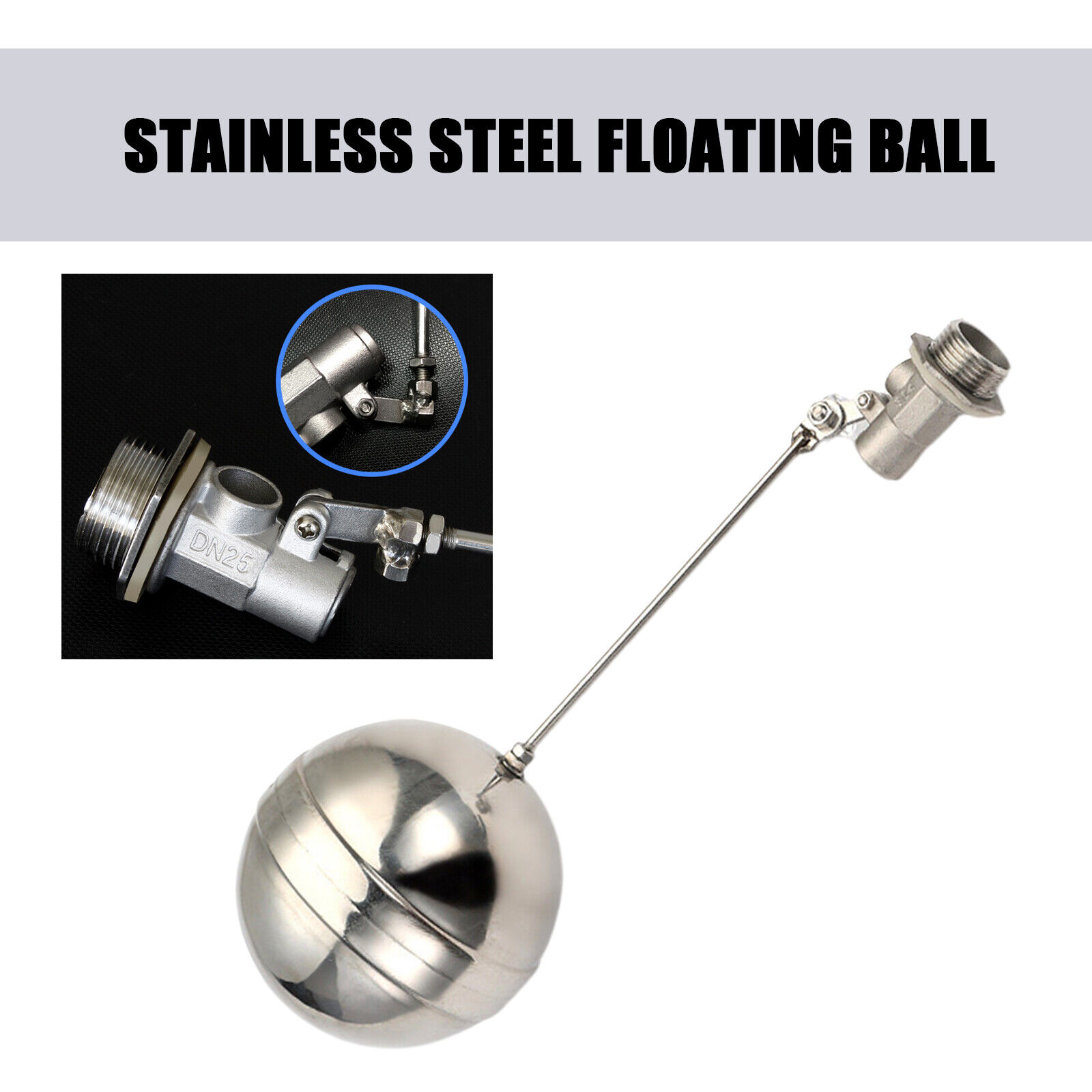 Dn15 1/2" Floating Ball Valve Stainless Steel Adjustable Water Level Tank Tool