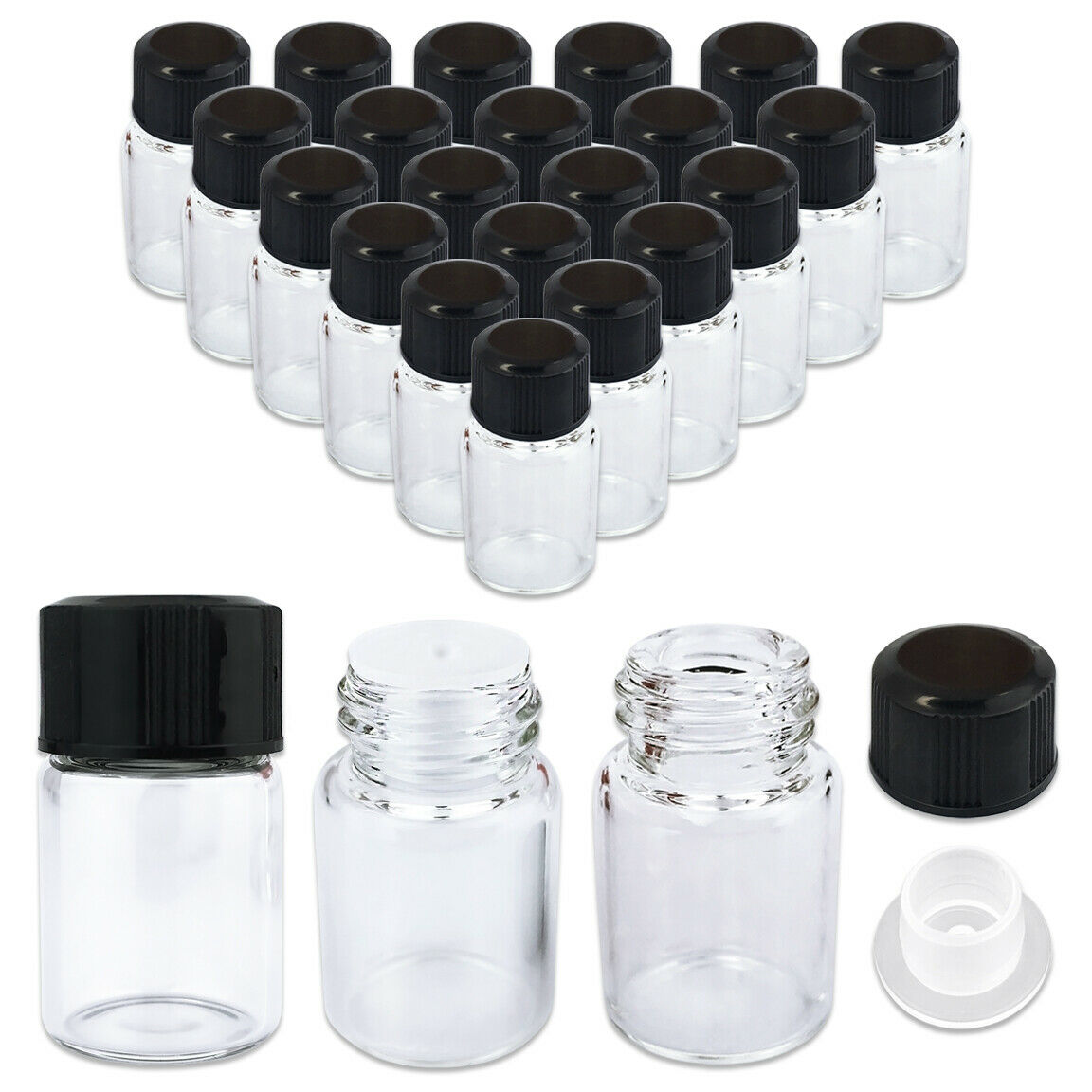 24 Pieces 2ml Clear Essential Oil Small Sample Glass Vials Bottles Containers