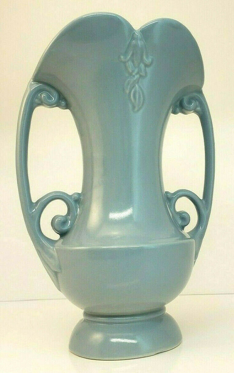 Vintage Abingdon Blue Pottery Urn Vase Unique Usa