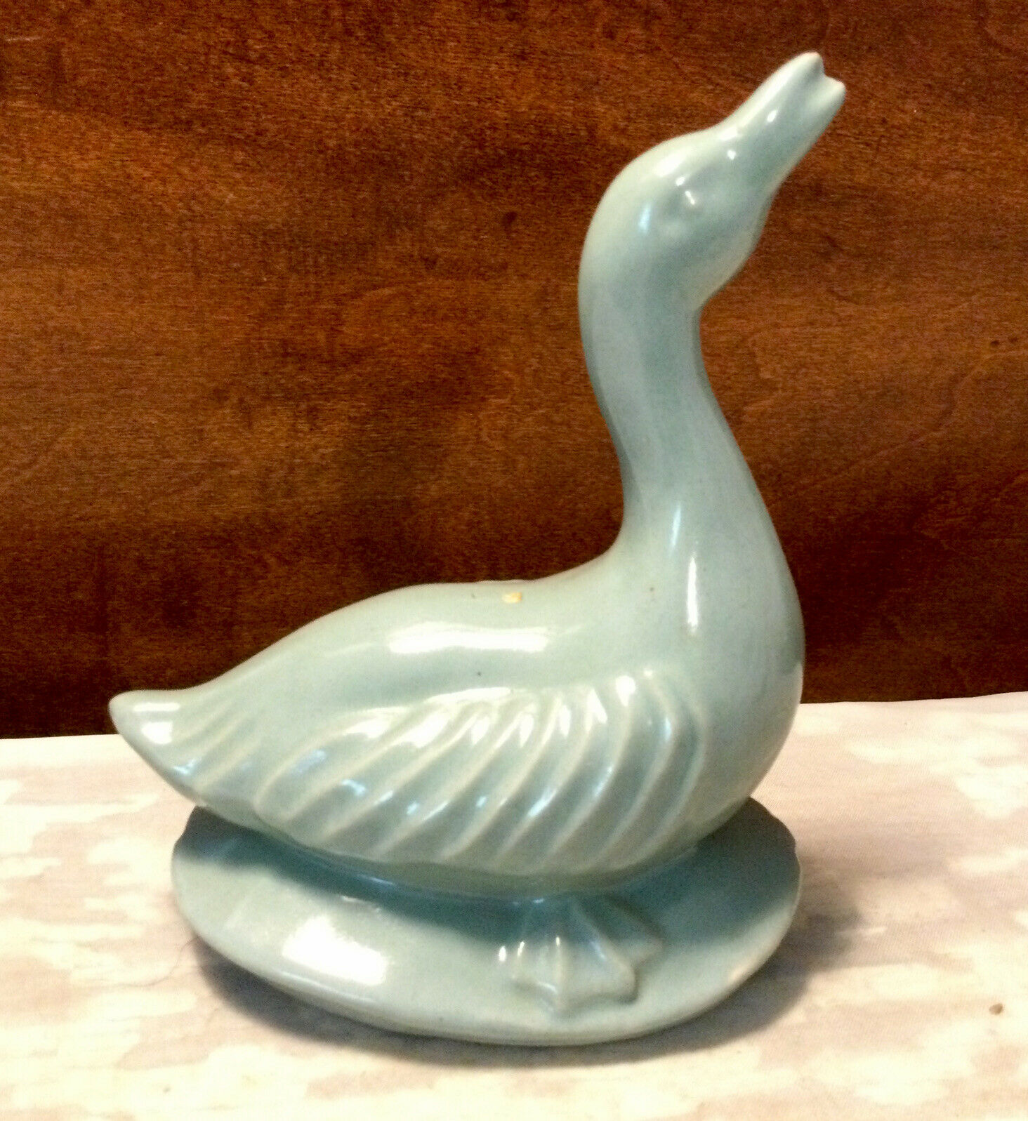 Vintage Abingdon Usa Art Pottery 5” Blue Ceramic Goose Figurine